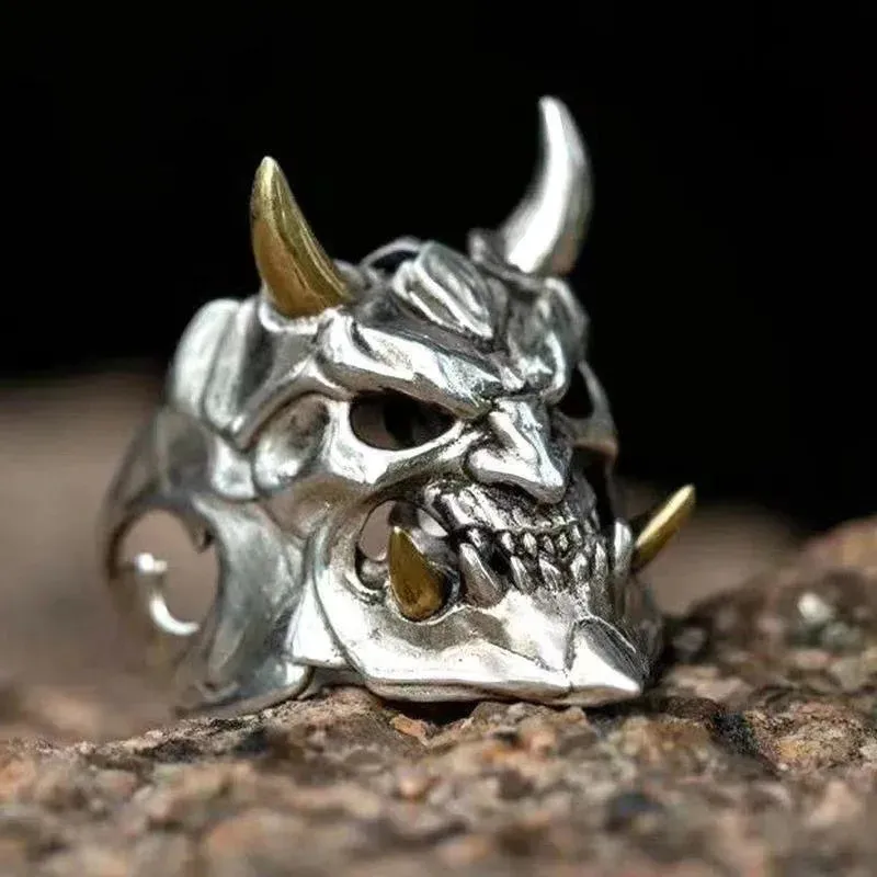 Vintage Halloween Stainless Steel Mask Skull Ring Men Fashion Personality Hip Hop Rock Men Accessories Jewelry Ring Wholesale