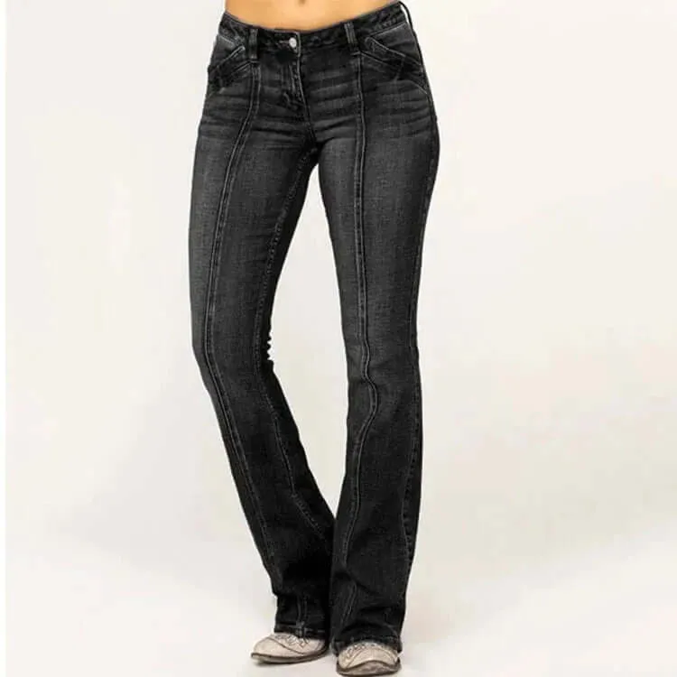 Women's Retro Flared Jeans: High-Waisted, Stylish Fit