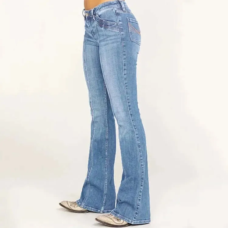 Women's Retro Flared Jeans: High-Waisted, Stylish Fit