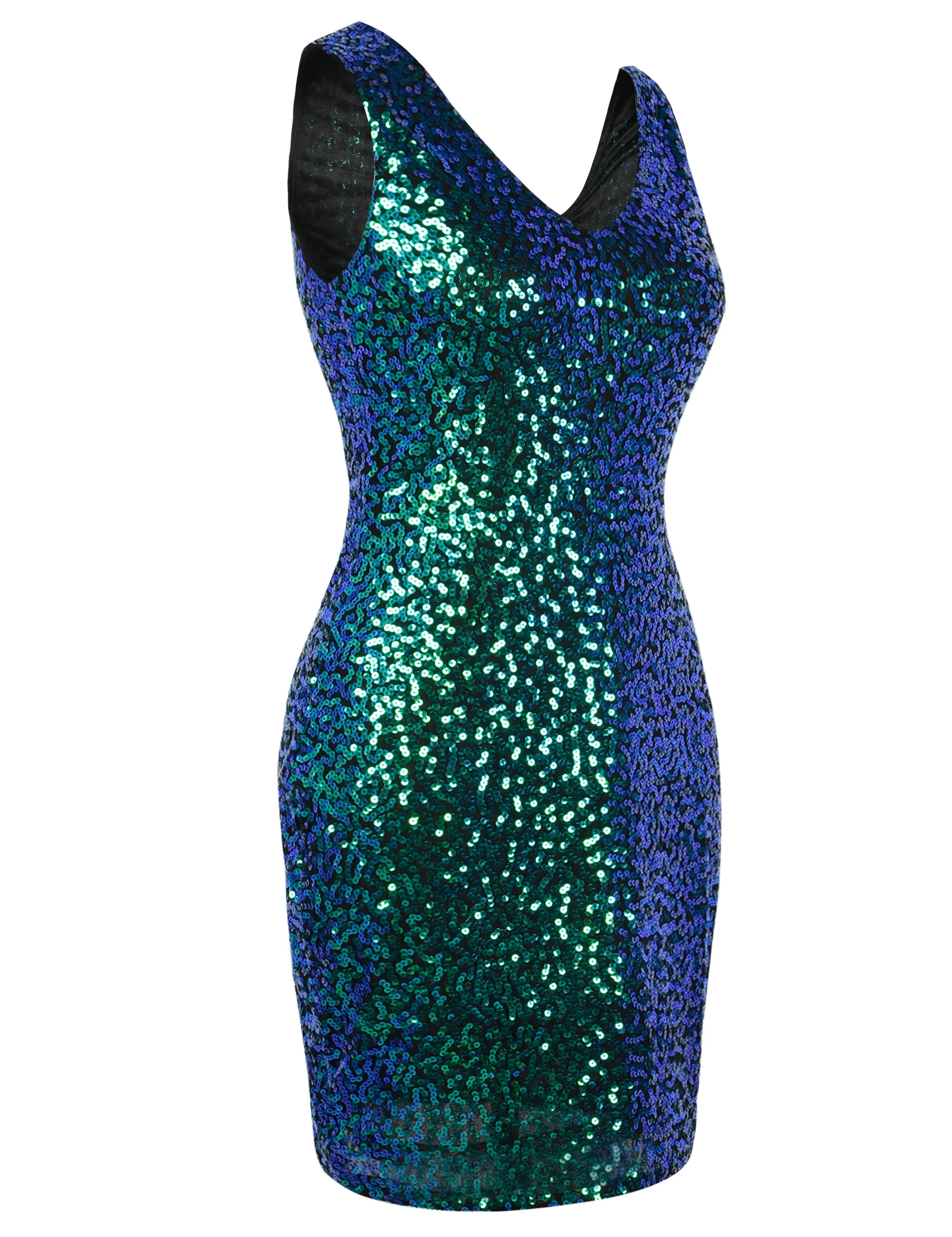 Women's V Neck Sequin Bodycon Cocktail Dress