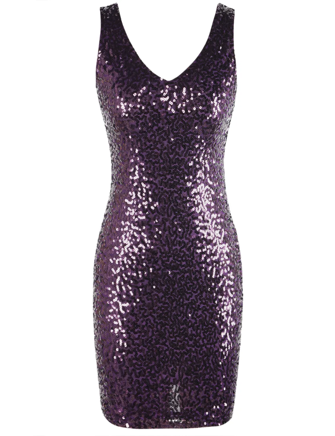 Women's V Neck Sequin Bodycon Cocktail Dress