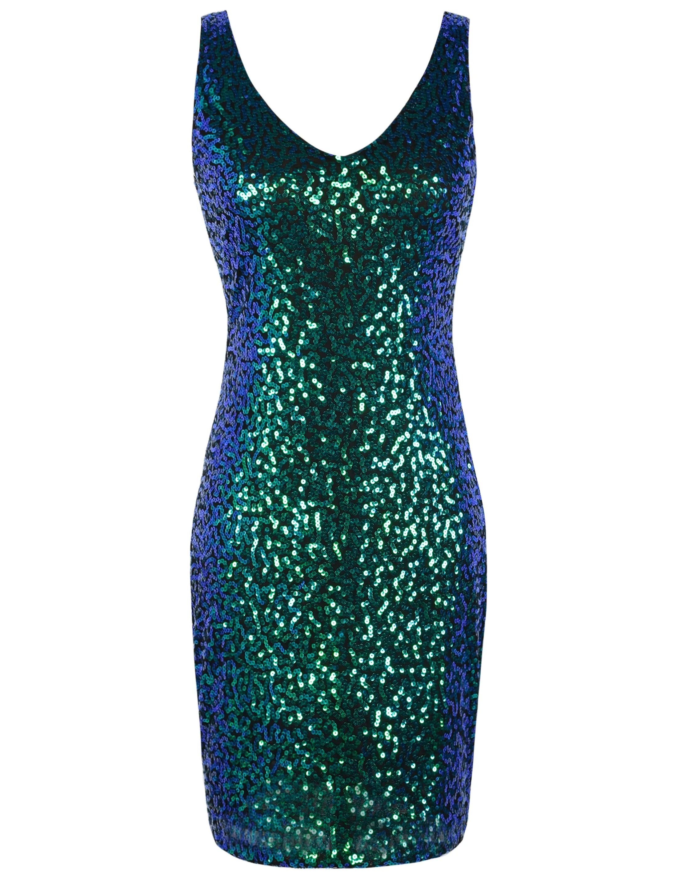 Women's V Neck Sequin Bodycon Cocktail Dress