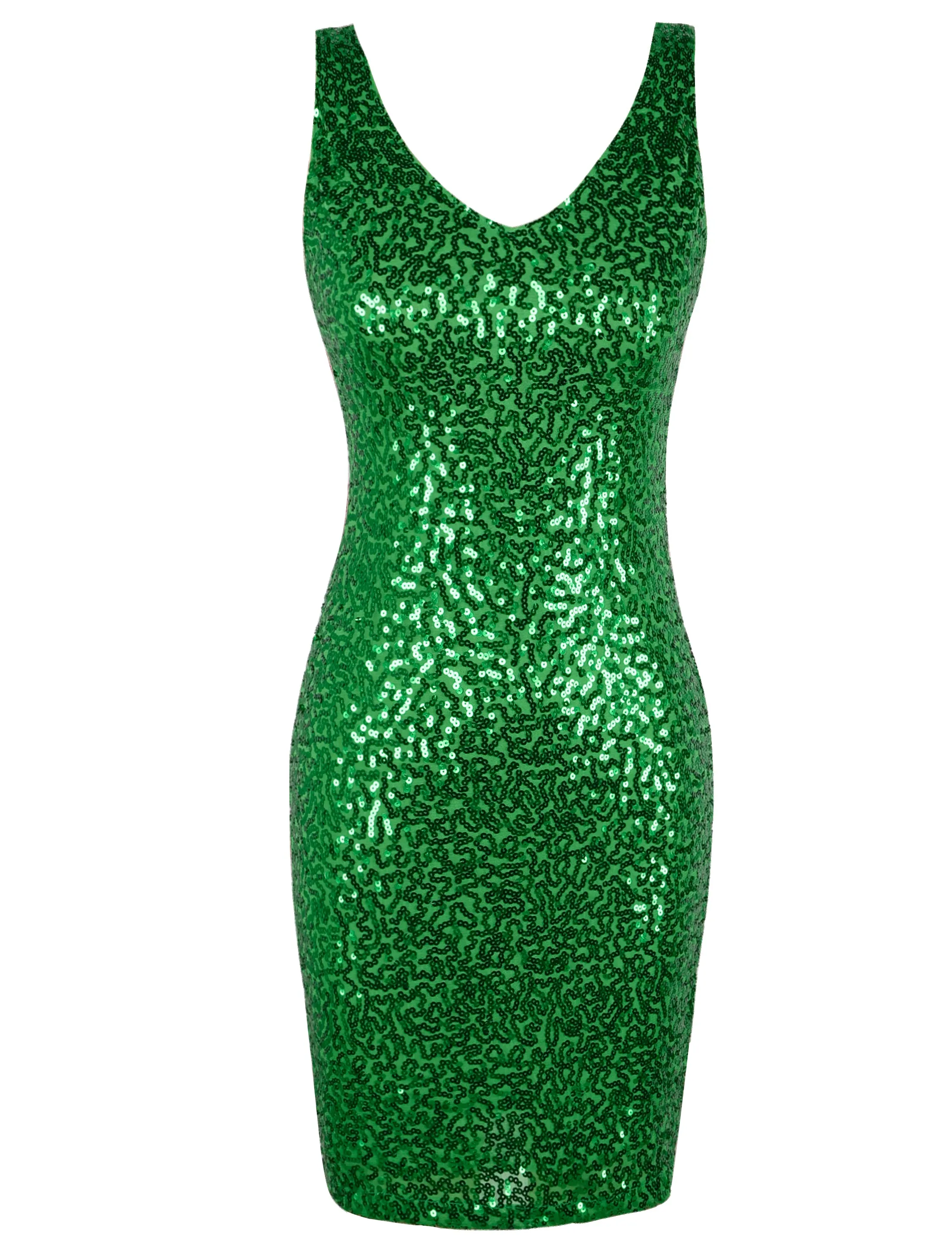 Women's V Neck Sequin Bodycon Cocktail Dress