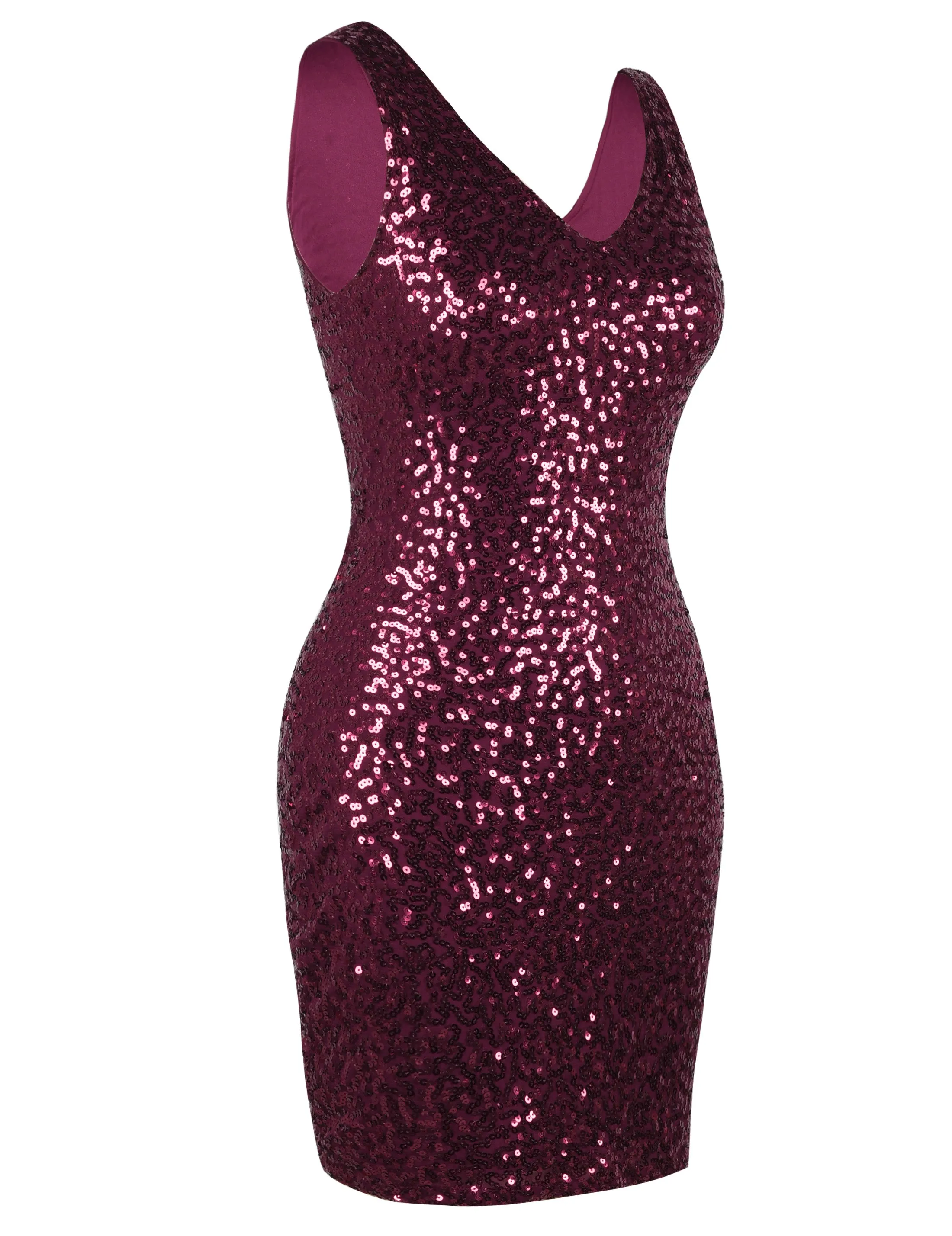 Women's V Neck Sequin Bodycon Cocktail Dress