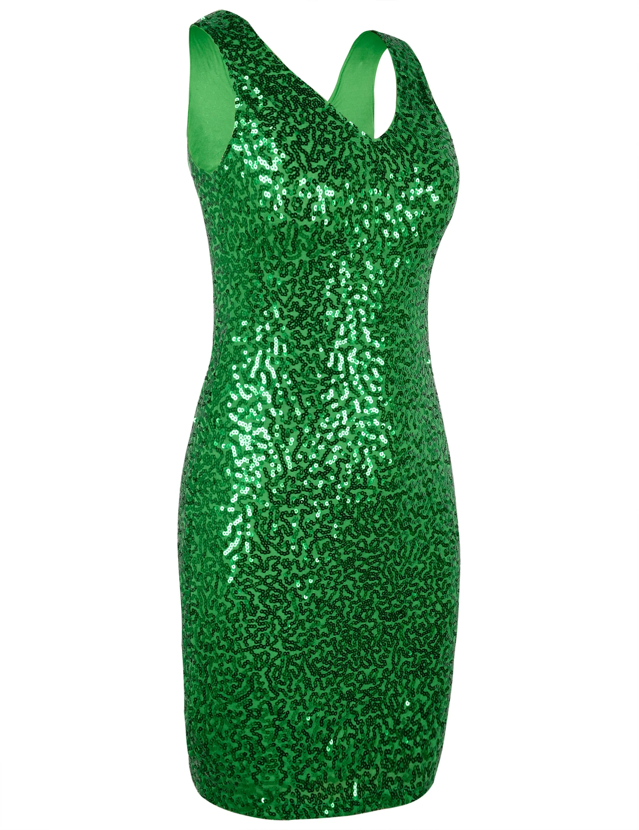 Women's V Neck Sequin Bodycon Cocktail Dress
