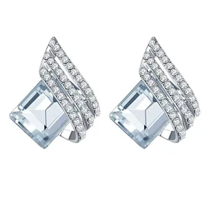 Yellow Chimes Silver Plated White Crystal Stud Earrings for Women